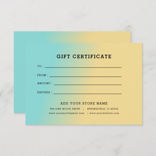 Minimalistisch zakelijk cadeaubon met Logo (Voorkant / Achterkant)