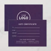 Minimalistisch zakelijk cadeaubon met Logo (Voorkant / Achterkant)