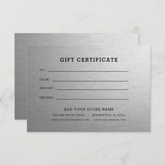 Minimalistisch zakelijk cadeaubon met Logo (Voorkant / Achterkant)