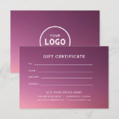 Minimalistisch zakelijk cadeaubon met Logo (Voorkant / Achterkant)