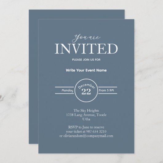 Minimalistisch zakelijk evenement kaart (Voorkant / Achterkant)