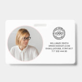 Minimalistisch zakelijk logo foto naam code balk badge (Voorzijde)