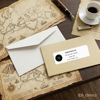 Minimalistisch zakelijk logo zwart-wit adres etiket