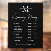 Minimalistisch Zakelijk Logo Zwart Wit Openingstij Raamsticker (Vel 2)