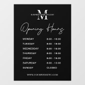 Minimalistisch Zakelijk Logo Zwart Wit Openingstij Raamsticker (Vel)