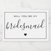 Minimalistisch Zal je mijn Bridesmaid zijn Sparkling Wijnetiket (Enkel label)