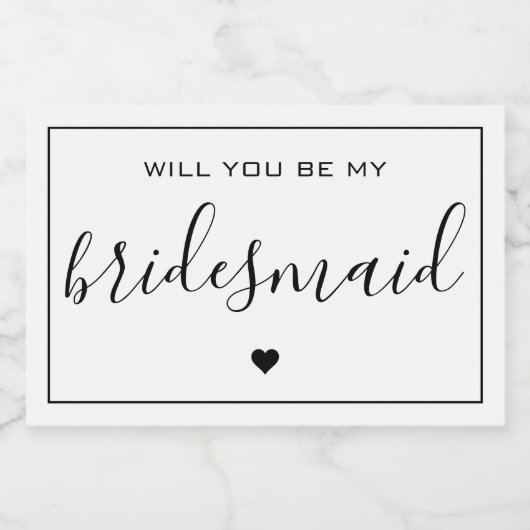 Minimalistisch Zal je mijn Bridesmaid zijn Sparkling Wijnetiket (Enkel label)