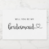 Minimalistisch Zal je mijn bruidsmeisje zijn Sparkling Wijnetiket (Enkel label)