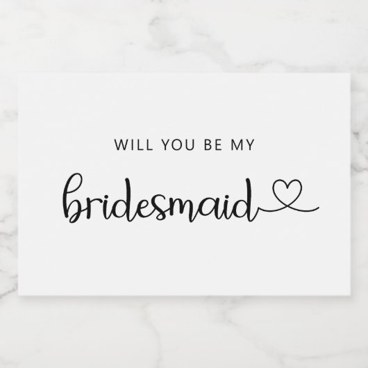 Minimalistisch Zal je mijn bruidsmeisje zijn Sparkling Wijnetiket (Enkel label)