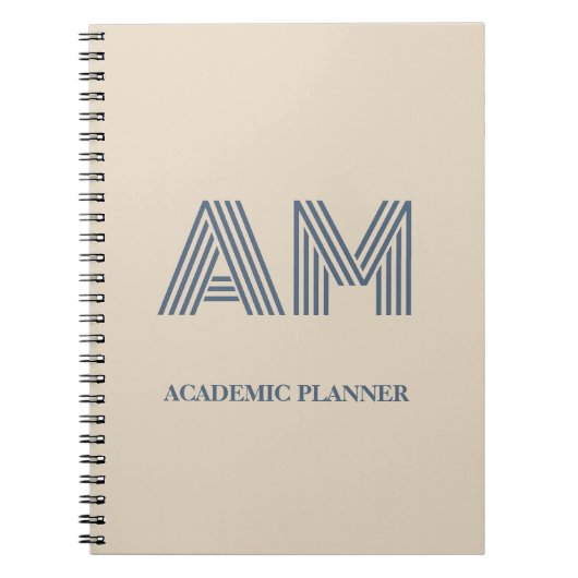 Minimalistisch zandbeige kustmonogram notitieboek (Voorkant)