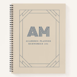 Minimalistisch zandbeige kustmonogram notitieboek