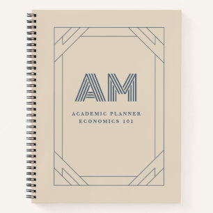 Minimalistisch zandbeige kustmonogram notitieboek