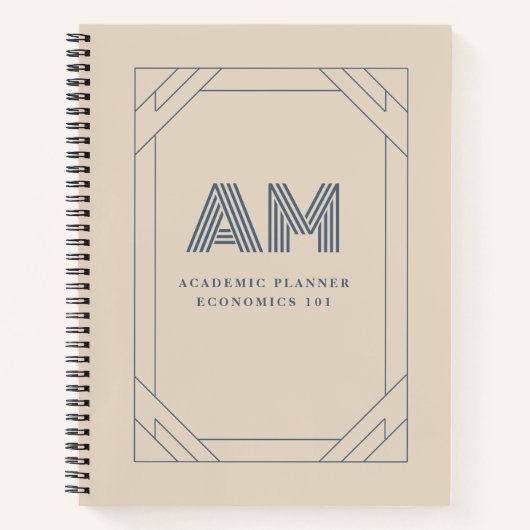 Minimalistisch zandbeige kustmonogram notitieboek (Voorkant)