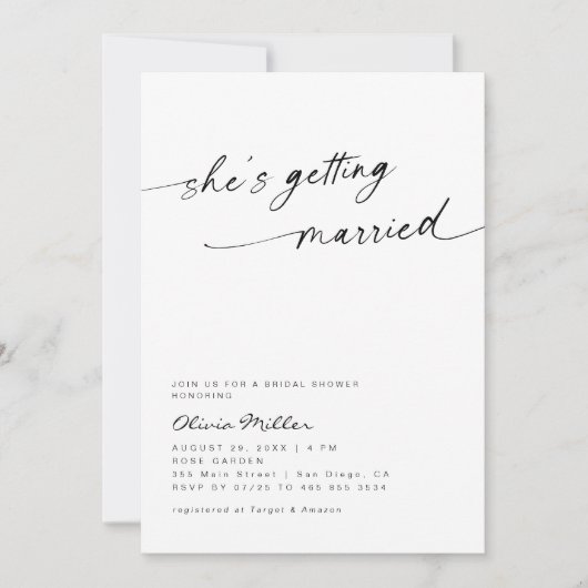 Minimalistisch ze gaat trouwen Vrijgezellenfeest Kaart (Voorkant)