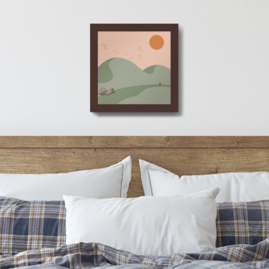 Minimalistisch Zee Green Boho berglandschap Perfect Poster