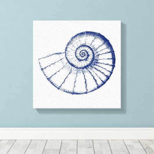 Minimalistisch Zee Shell Nautilus Canvas Afdruk (Insitu (Houten vloer))