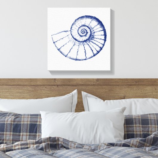 Minimalistisch Zee Shell Nautilus Canvas Afdruk (Insitu (Slaapkamer))