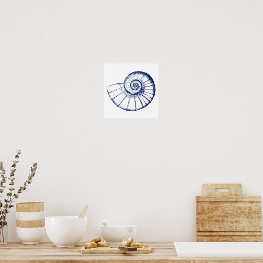 Minimalistisch Zee Shell Nautilus Poster (Keuken)