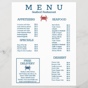 Minimalistisch zeebanket krab grill restaurant men flyer