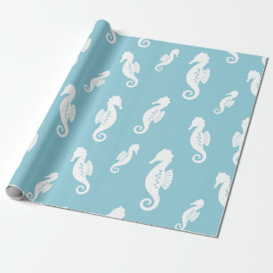 Minimalistisch Zeepaardje Oceaan Naadloos Patroon Cadeaupapier