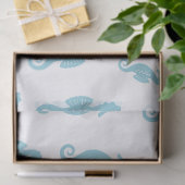 Minimalistisch Zeepaardje Oceaan Naadloos Patroon Tissuepapier (Geschenk)