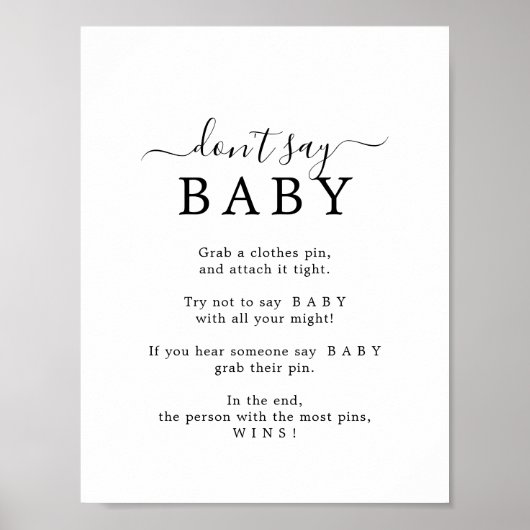 Minimalistisch zeg niet: Baby-spelcode Poster (Voorkant)