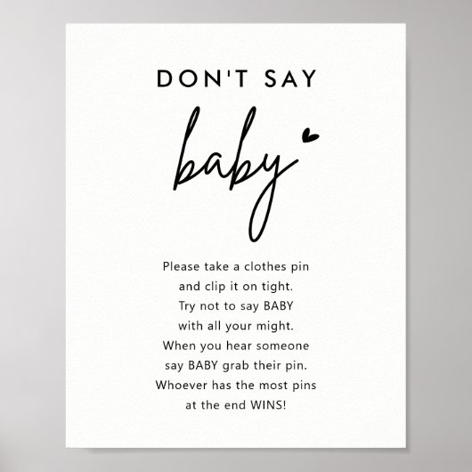 Minimalistisch zeg niet dat er Baby shower game-te Poster (Voorkant)