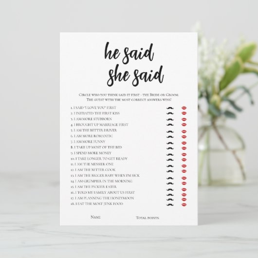 Minimalistisch zei hij, ze zei Vrijgezellenfeest s Kaart (Staand voorkant)