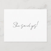 Minimalistisch zei ze ja Verloving aankondiging Briefkaart (Voorkant)