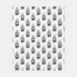 Minimalistisch zeilscheepsontwerp fleece deken