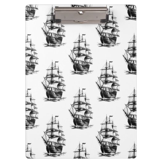 Minimalistisch zeilscheepsontwerp klembord (Voorkant)