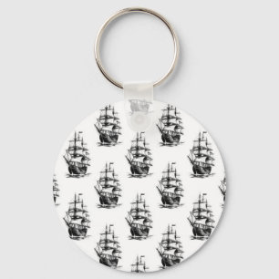 Minimalistisch zeilscheepsontwerp sleutelhanger