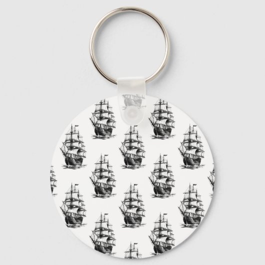 Minimalistisch zeilscheepsontwerp sleutelhanger (Voorkant)