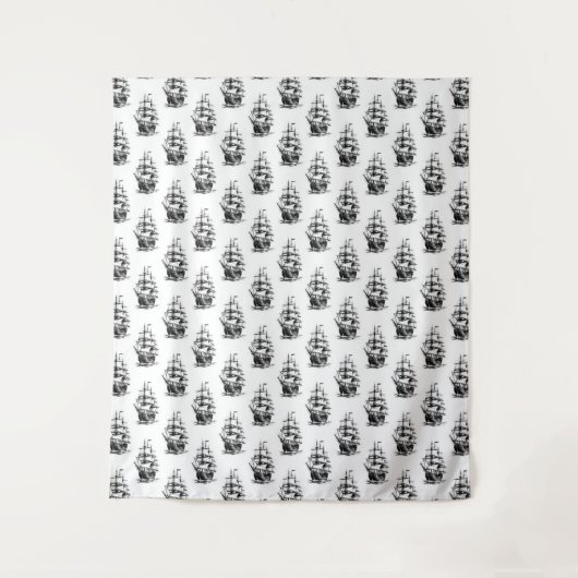 Minimalistisch  zeilscheepsontwerp wandkleed (Voorkant)