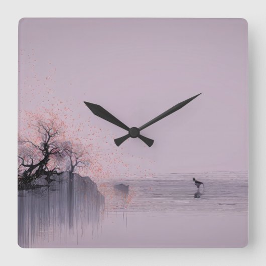 Minimalistisch Zen landschap Vierkante Klok (Voorkant)