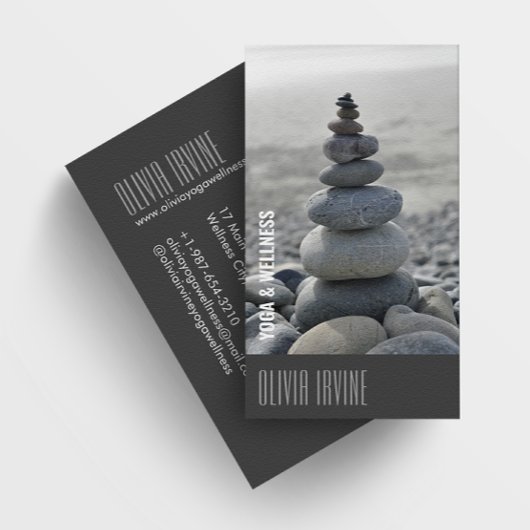 Minimalistisch Zen Stones Yoga & Wellness Black Visitekaartje