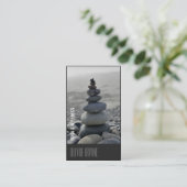 Minimalistisch Zen Stones Yoga & Wellness Black Visitekaartje (Staand voorkant)