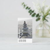 Minimalistisch Zen Stones Yoga & Wellness White Bu Visitekaartje (Staand voorkant)