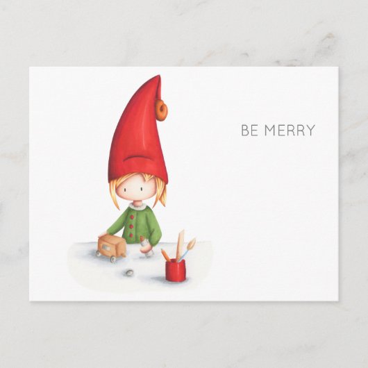 Minimalistisch zijn Merry Elf die met kerst speelg Briefkaart (Voorkant)