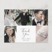Minimalistisch zilver 4 Fotosjabloon Dank u Briefkaart (Voorkant)