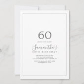 Minimalistisch Zilver 60th Birthday Uitnodiging (Voorkant)