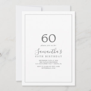 Minimalistisch Zilver 60th Birthday Uitnodiging