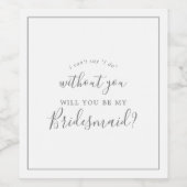 Minimalistisch zilver Bridesmaid-voorstel Wijnlabe Wijn Etiket (Enkel label)
