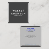 Minimalistisch zilver en mat zwart vierkante visitekaartje (Voorkant / Achterkant)