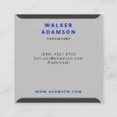 Minimalistisch zilver en mat zwart vierkante visitekaartje (Achterkant)