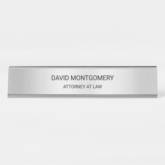 Minimalistisch zilver met Black Typography Lawyer Bureau Naambordje (Voorkant)