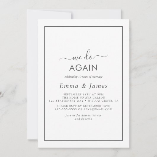 Minimalistisch zilver "We Do Again" Gelofte Vernie Kaart (Voorkant)