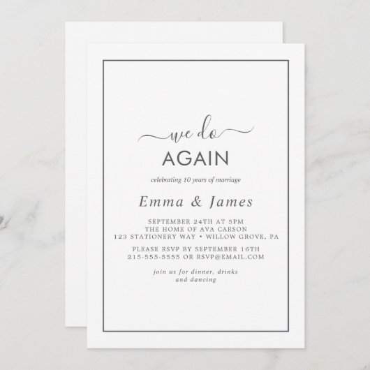 Minimalistisch zilver "We Do Again" Gelofte Vernie Kaart (Voorkant / Achterkant)