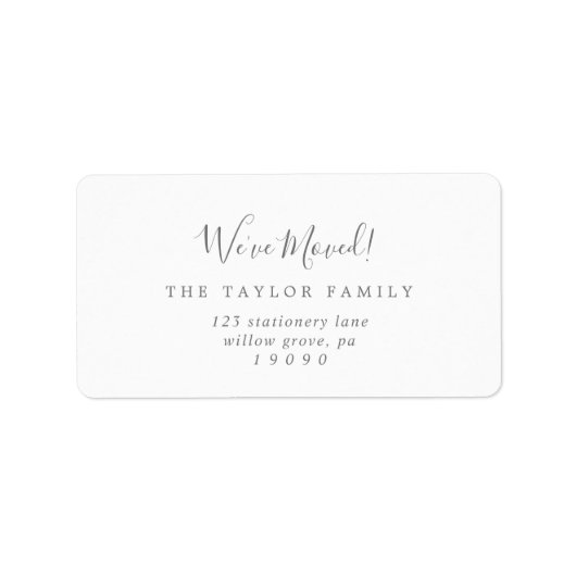 Minimalistisch zilver We hebben het nieuwe adresla Etiket (Voorkant)