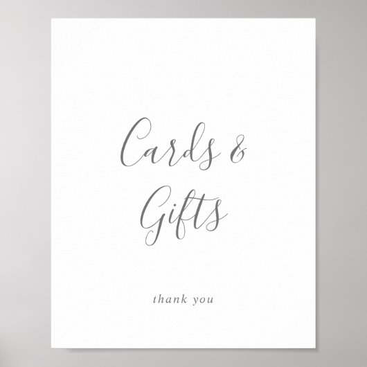 Minimalistisch Zilveren Kaarten en Cadeaus Bordje Poster (Voorkant)